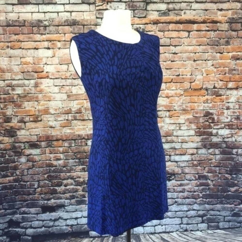 Loft Knit Sheath Dress Blue‎ Leopard size small new!!!